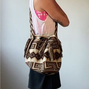 Bohemian Crossbody Bag. Indigenously Handmade by skilled artists. Brown shades.